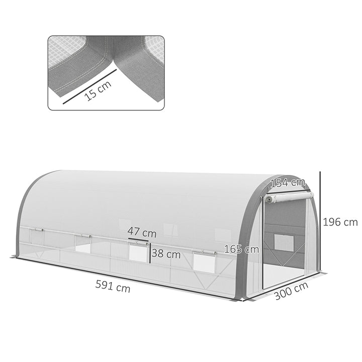 Polytunnel Greenhouse w/ Upgraded Structure, 15 Plant Labels-White