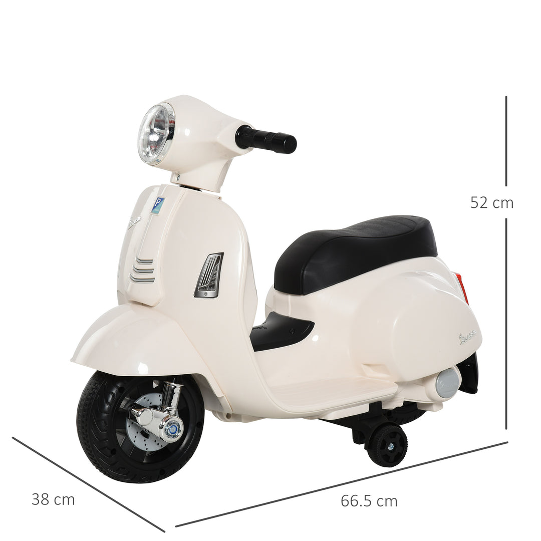 Vespa Licensed Kids Ride On Motorcycle 6V Battery Powered Electric Trike Toys for 18-36 Months with Horn Headlight White