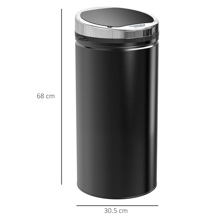 42L Stainless Steel Sensor Trash Can W/ Bucket-Black