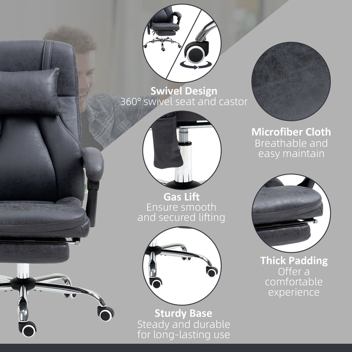 Vinsetto High Back Vibration Massage Office Chair with Headrest, Reclining Computer Chair with Footrest, Swivel Wheels, Remote