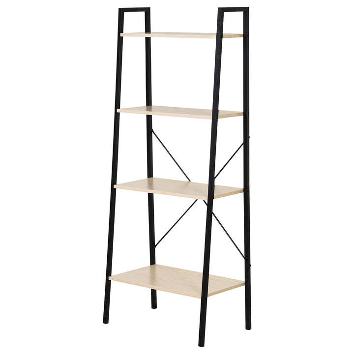4-Tier Vintage Ladder Shelf Bookcase Wood Storage Rack Stand Plants Display Black natural