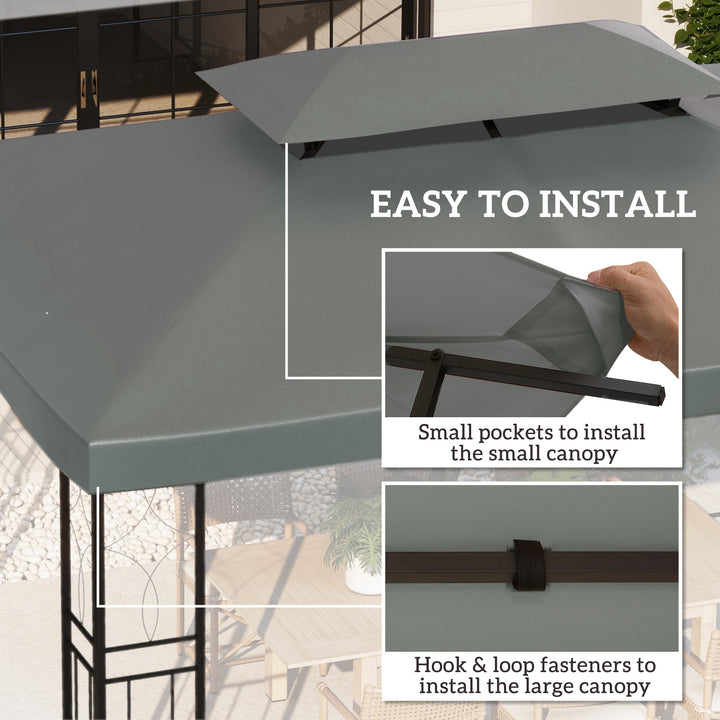 3x4m Gazebo Replacement Roof Canopy 2 Tier Top UV Cover Garden Patio Outdoor Sun Awning Shelters Deep Grey (TOP ONLY)
