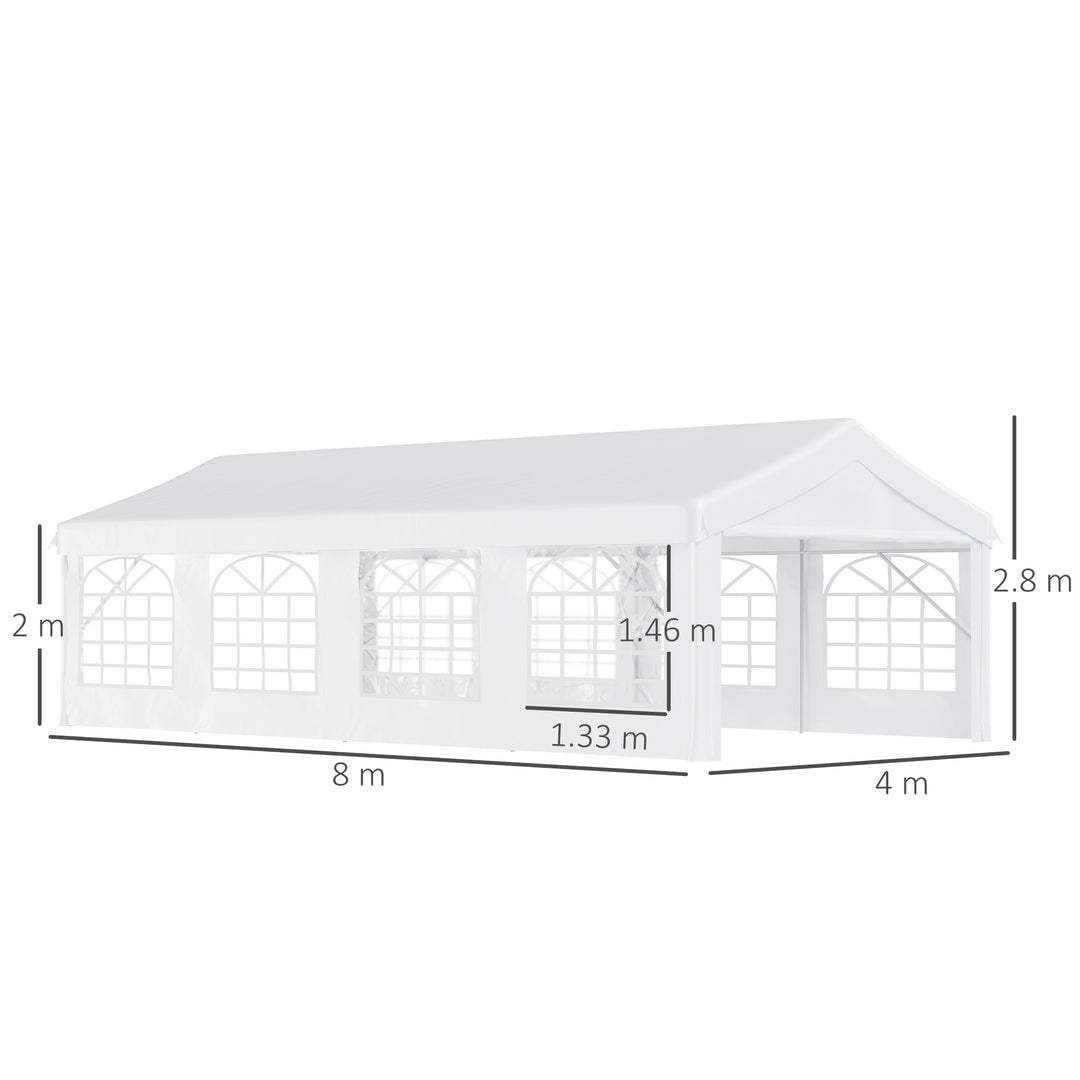 8m x 4m Garden Gazebo Marquee Party Tent Wedding Portable Garage Carport Event Shelter Car Canopy Heavy Duty Steel Frame