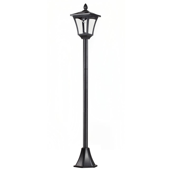 Outdoor Solar Powered Post Lamp Sensor Dimmable LED Lantern Bollard Pathway 1.6M Tall – Black