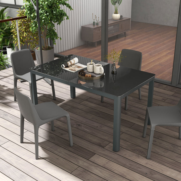 Outdoor Garden Dining Table with Tempered Glass Top