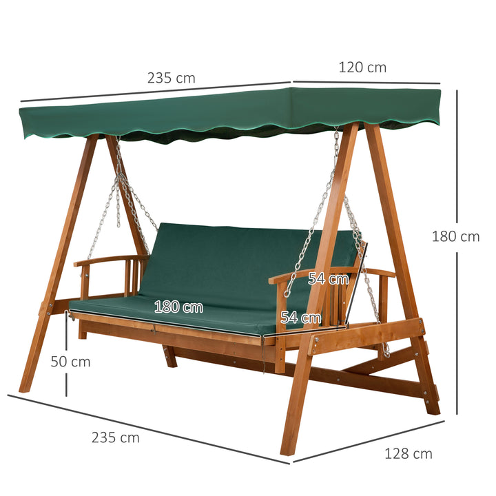 Outsunny Wooden Garden 3-Seater Outdoor Swing Chair