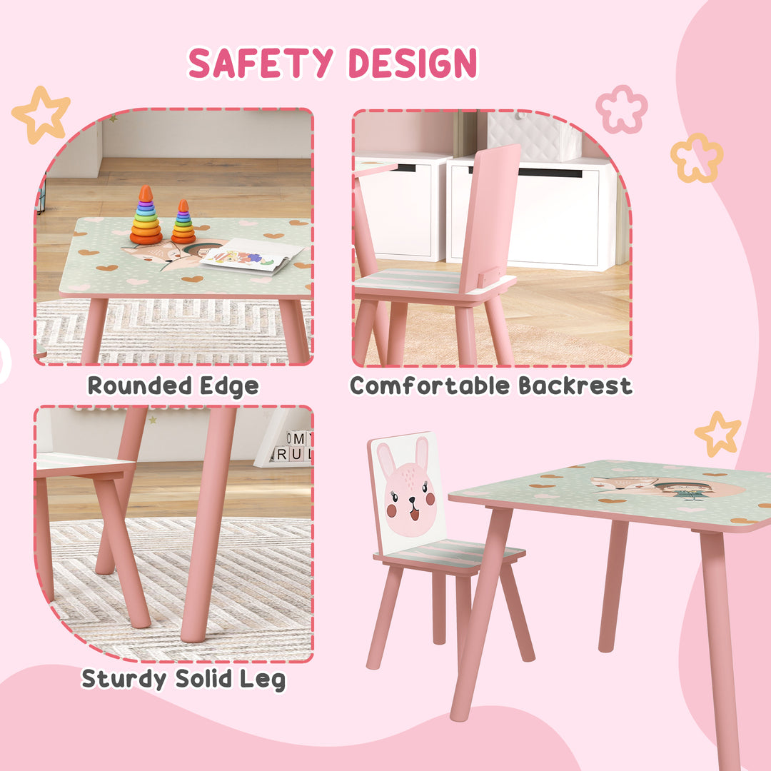 Kids and Table Chairs, Desk with Two Chairs - Ages 3-6 Years - Pink