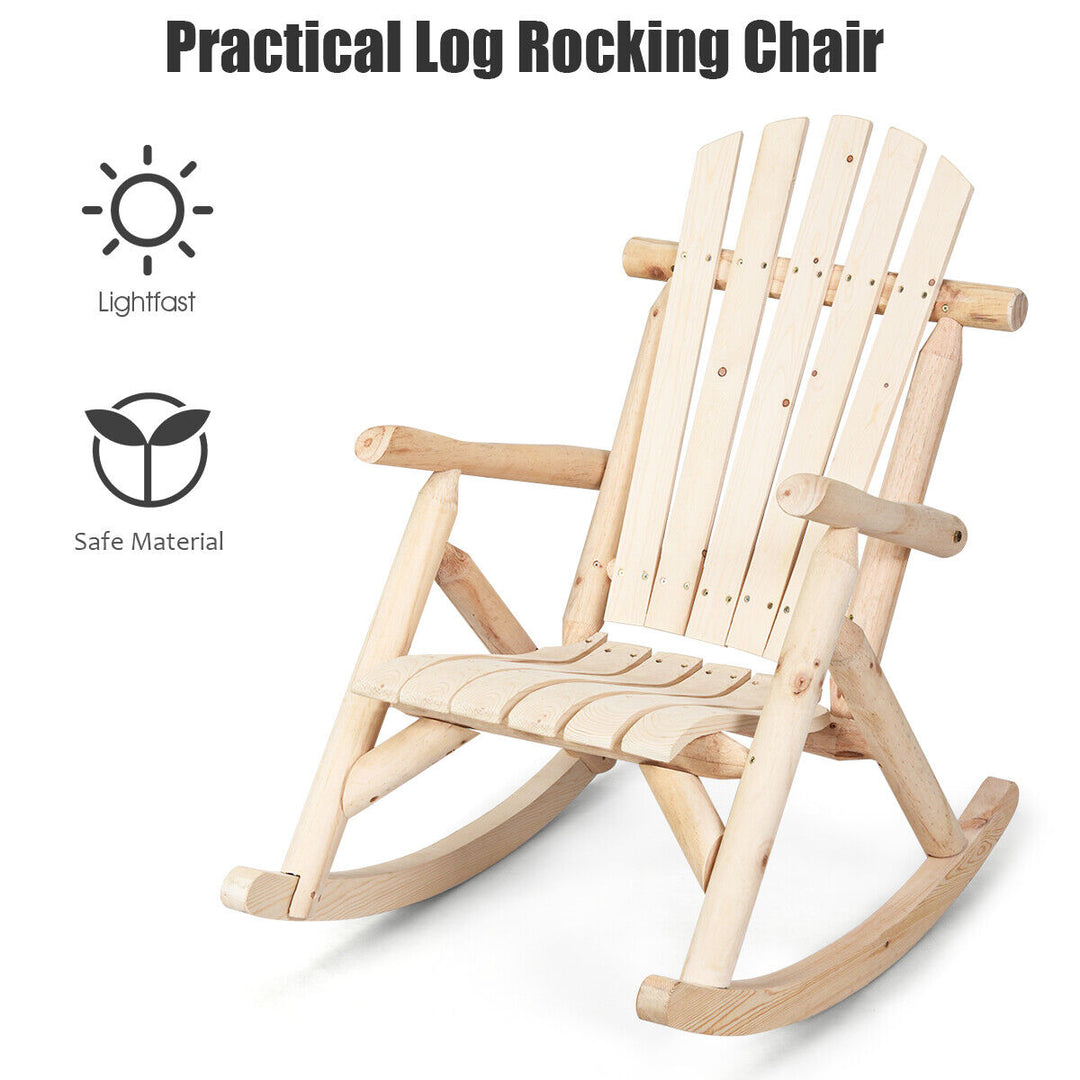 Solid Wood Rocking Chair Rustic Home Rocker Chair for Resting