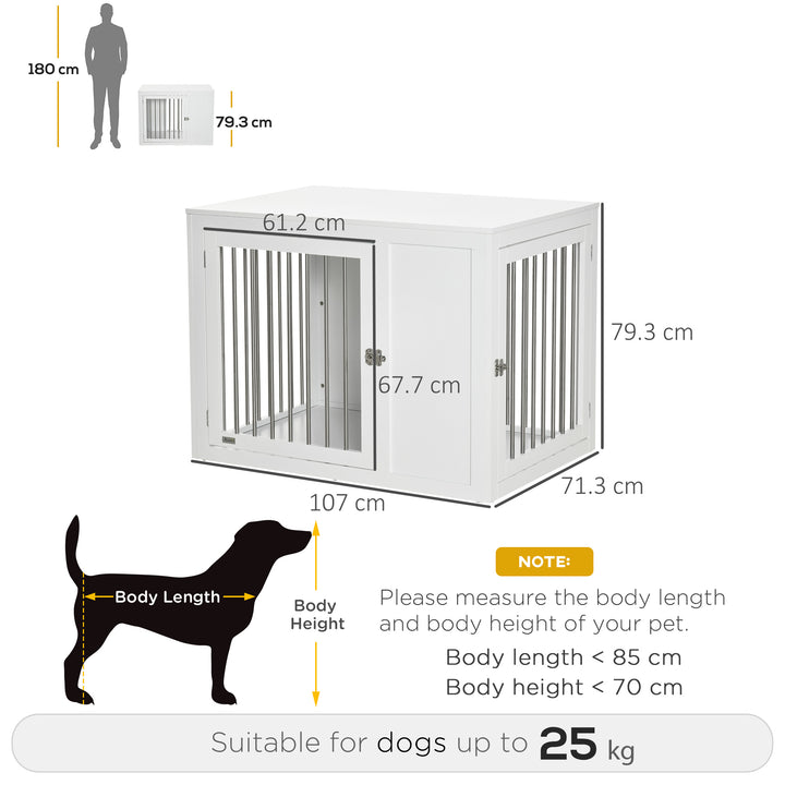 PawHut Furniture Style Dog Crate, End Table Pet Cage Kennel, Indoor Decorative Dog House, with Double Doors, Locks, for Medium & Large Dogs, White