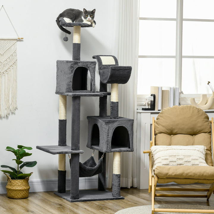 Cat Tree for Indoor Cats, Climbing Tower with Scratching Posts-Dark Grey