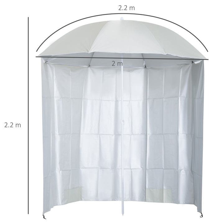 Outsunny 2.2M Fishing Umbrella Parasol W/ Side-Cream White