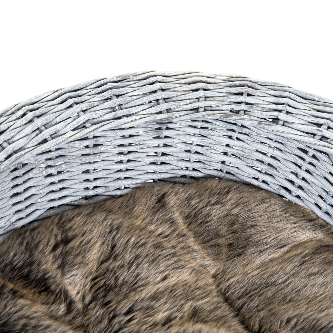 Pet Basket Sofa Bed, 57Lx46Wx17.5H cm, Willow Rattan-Grey