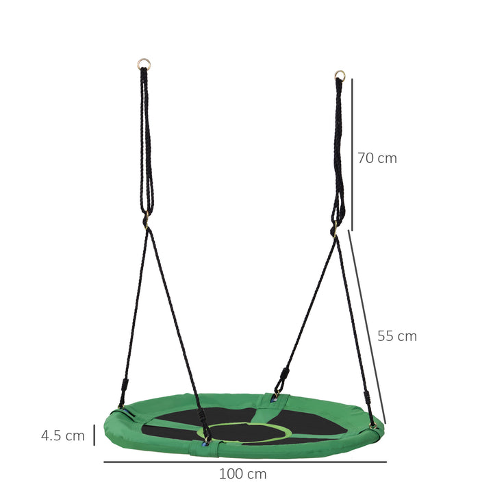 40 Inch / 100 cm Tree Swing Round Kids Nest Swing Seat Adjustable Rope for Outdoor Backyard Garden Play Activity Green