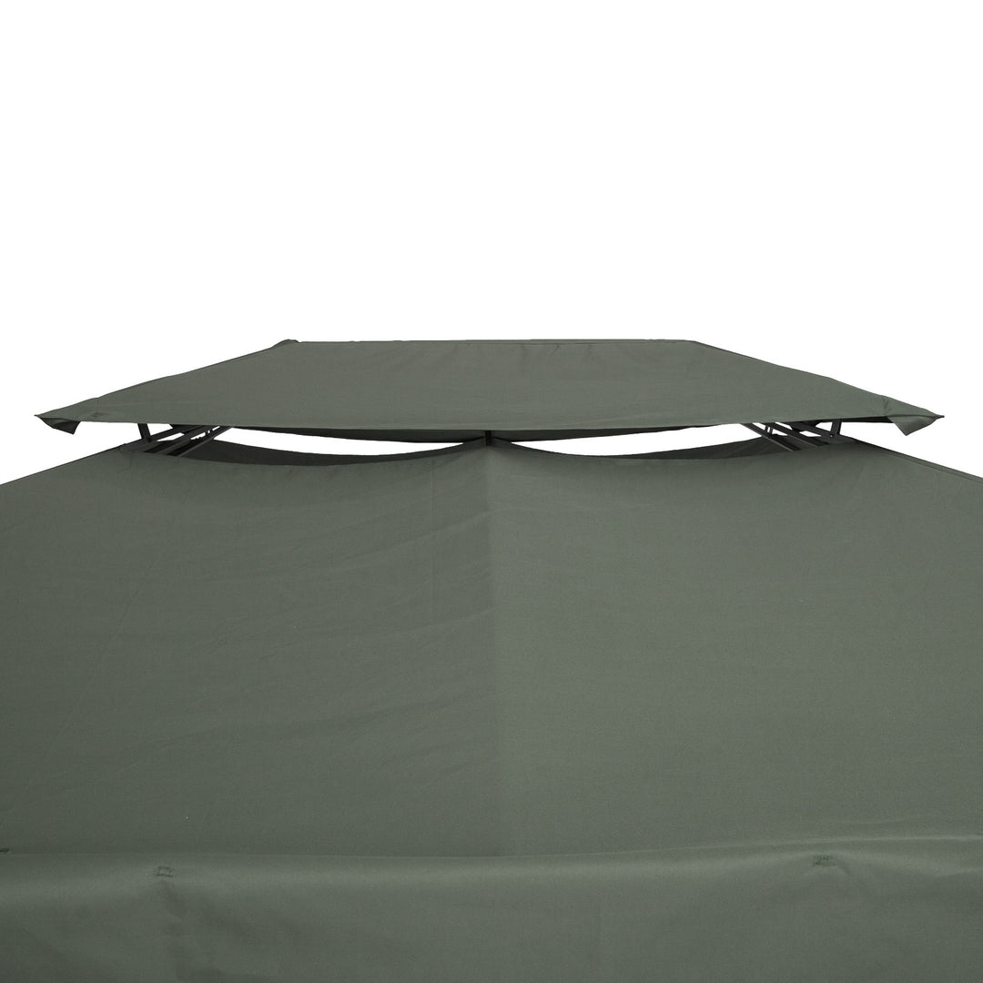 3x4m Gazebo Replacement Roof Canopy 2 Tier Top UV Cover Garden Patio Outdoor Sun Awning Shelters Deep Grey (TOP ONLY)