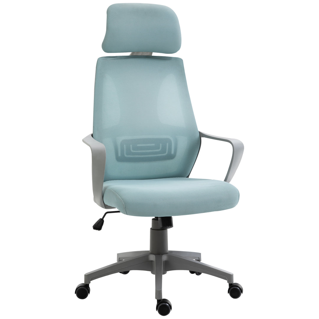 Ergonomic Office Chair w/ Wheel, High Mesh Back, Adjustable Height Home Office Chair - Blue