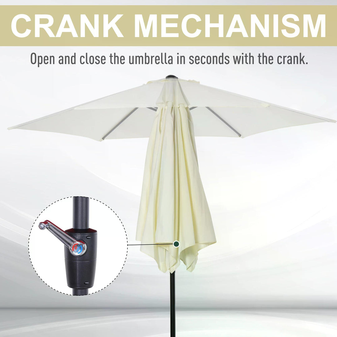 2.7 m Patio Umbrella Sun Shade Tilt Crank Garden Aluminium Frame-Cream White