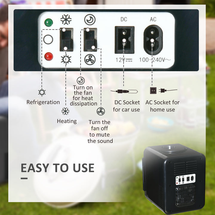 4 L/6 Can Mini Fridge, AC+DC Portable Cooler &amp; Warmer for Skincare, Makeup, Cosmetics, Food, for Bedroom, Home, Caravan, Car, Black