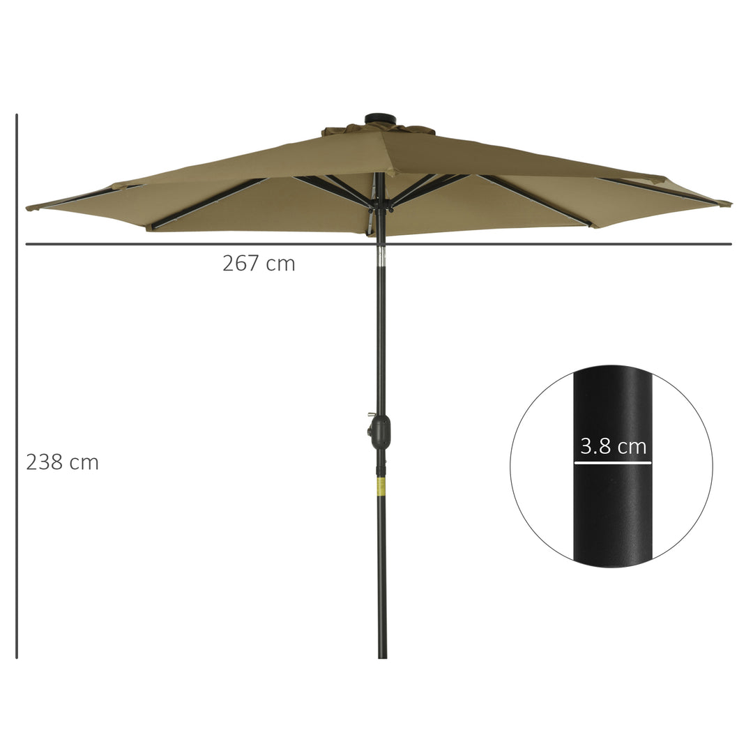 24 LED Solar Powered Parasol Umbrella-Brown