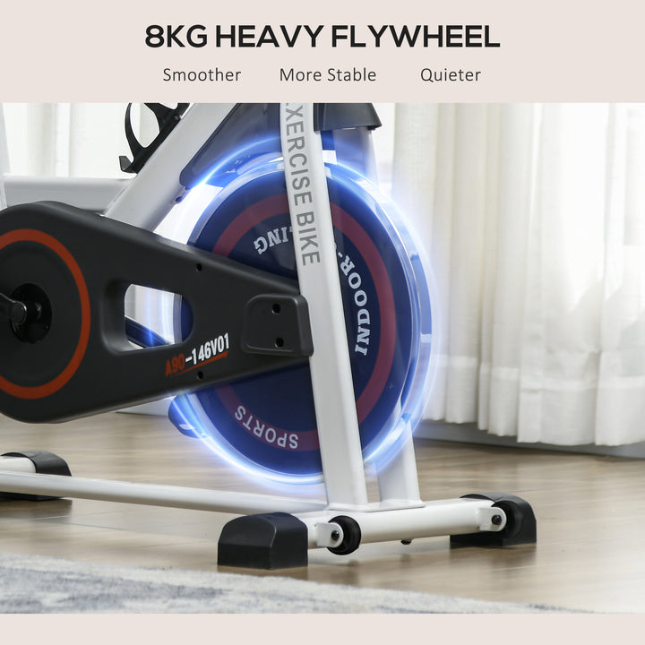 HOMCOM Upright Exercise Bike Indoor Training Cycling Machine Stationary Workout Bicycle with Adjustable Resistance Seat Handlebar LCD Display