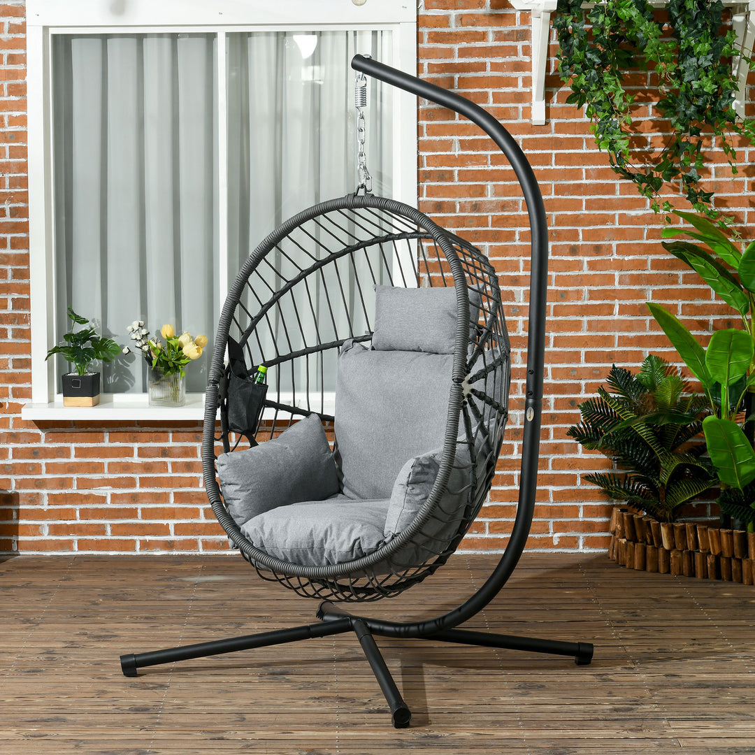 Swing Chair w/ Thick Padded Cushion, Patio Hanging Chair