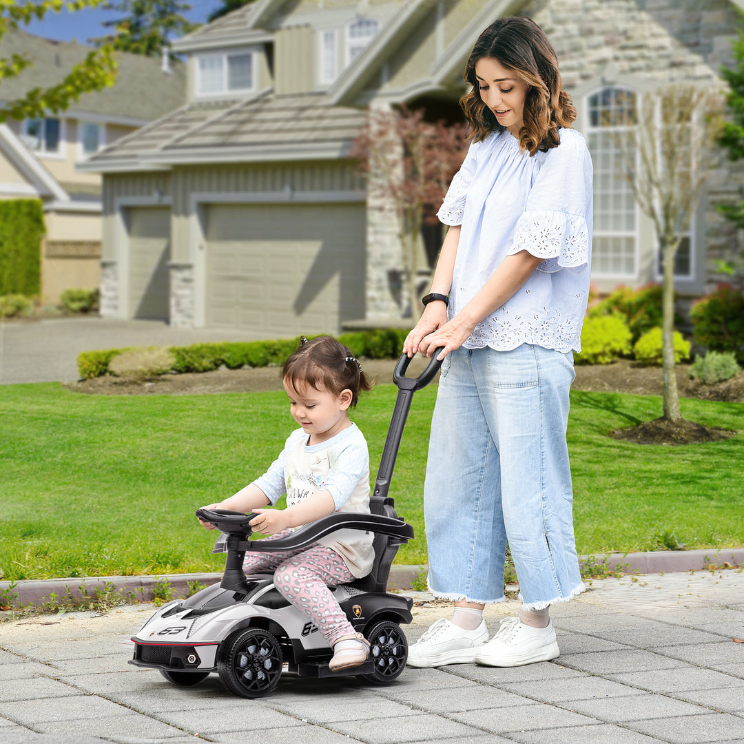 2 in 1 Baby Push Along Car Ride On Cars Sliding Car Essenza SCV12 Licensed for Toddler w/ Horn Engine Sound, White