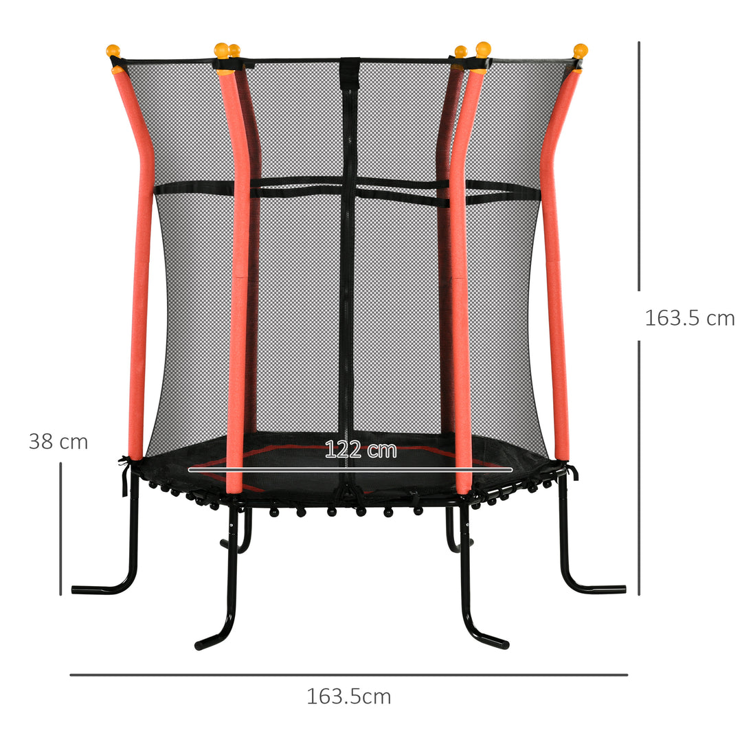 5.2FT / 63 Inch Kids Trampoline With Enclosure Net Mini Indoor Outdoor Trampolines for Child Toddler Age 3 - 10 Years Red