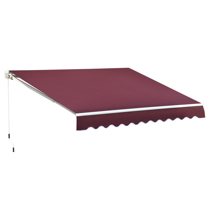 3x4m Garden Patio Retractable Manual Awning Window Door Sun Shade Canopy with Fittings and Crank Handle Wine Red