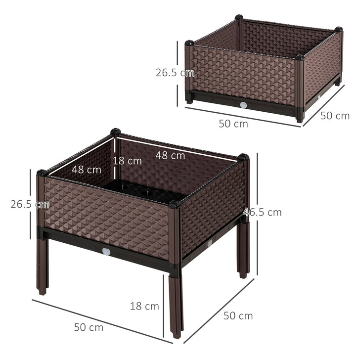 Outsunny 50cm x 50cm x 46.5cm Set of 4 Garden Raised Bed Kit, DIY Elevated Planter Box, Flower Vegetables Planting Container w/ Self-Watering Design