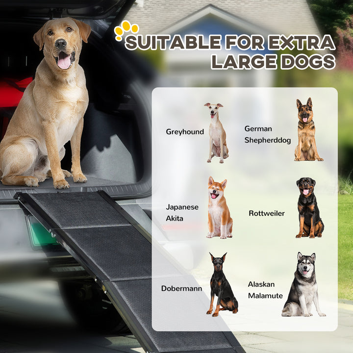 Folding Dog Ramp for Car for Extra Large Dogs, Portable Pet Ramp with Non-slip Surface, Aluminium Alloy Frame