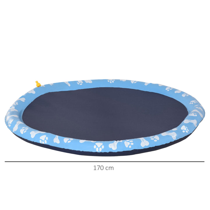 170cm Splash Pad Sprinkler for Pets Dog Bath Pool Water Game Mat Toy Non-slip Outdoor Backyard, Blue