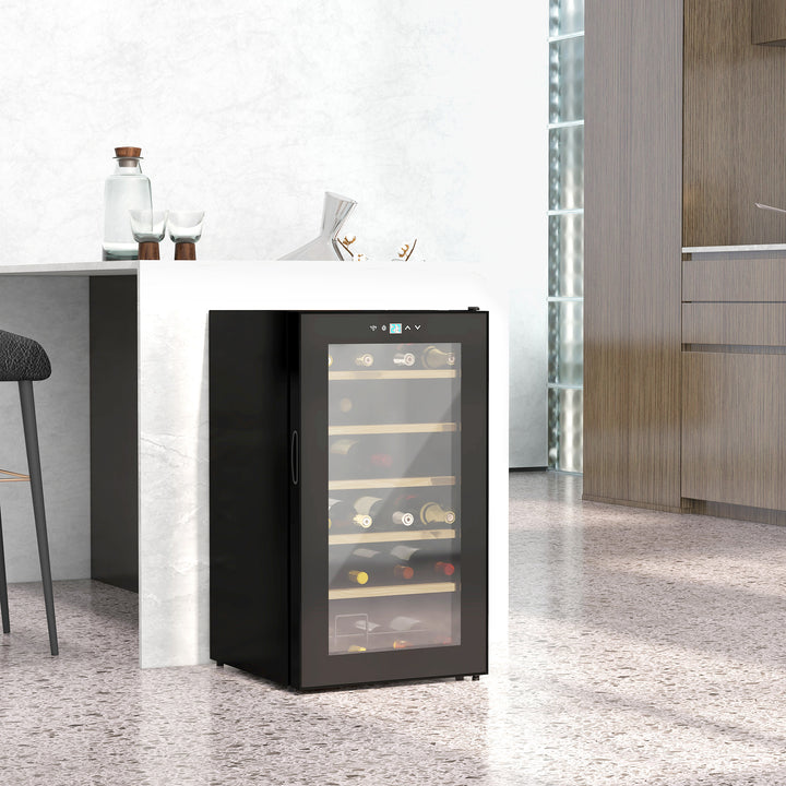 Wine Freestanding Fridge with Glass Door, 65 Litres Single Zone Wine Cooler Fridge with Digital Touch Screen Controls and LED Light, Black