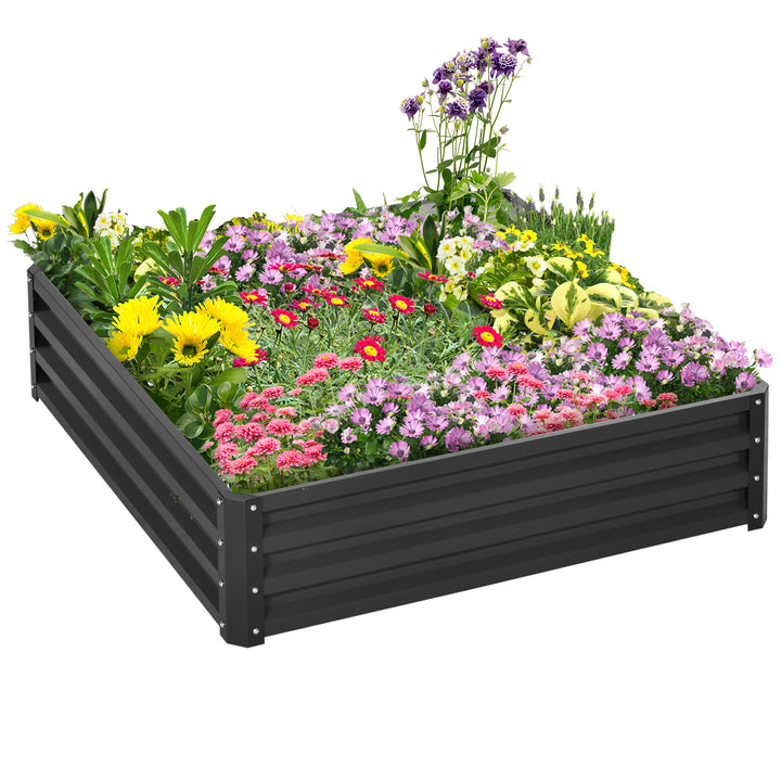 Raised Garden Bed Box with Weatherized Steel Frame for Vegetables, Flowers, & Herbs, 120 x 120 x 30cm, Grey