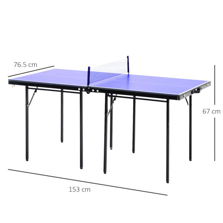 Folding Mini Compact Table Tennis Top Ping Pong Table Set Professional Net Games Sports Training Play Blue