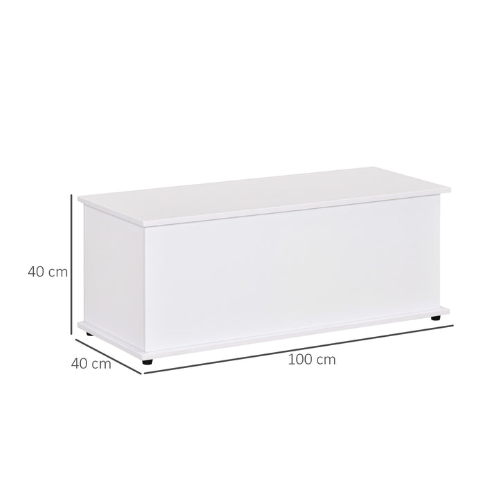 HOMCOM Wooden Storage Box Clothes Toy Chest Bench Seat Ottoman Bedding Blanket Trunk Container with Lid - White