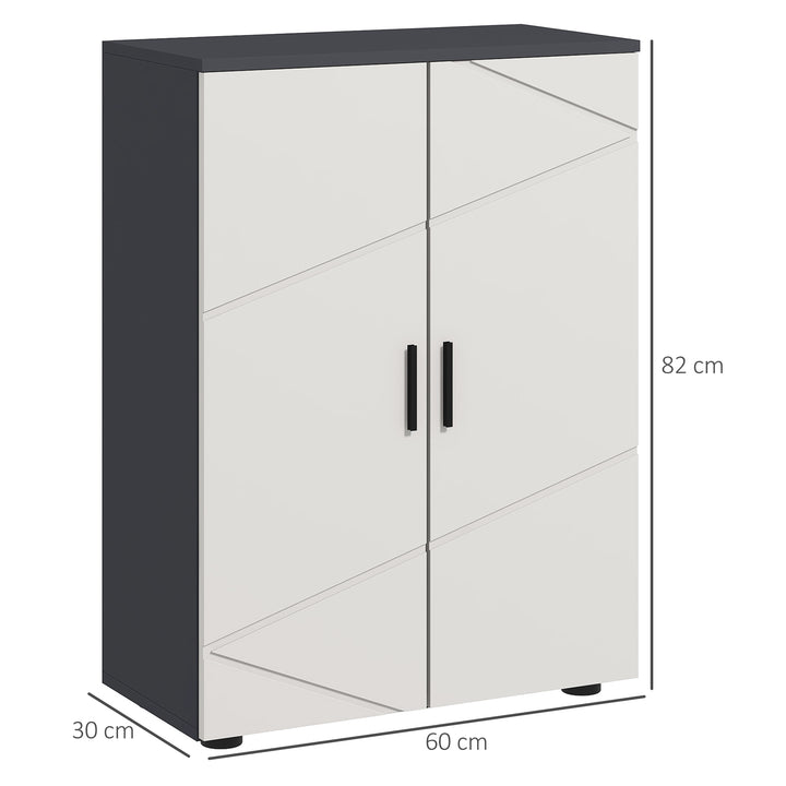 Bathroom Cabinet with 2-Doors Cupboard, 2 Adjustable Shelves-Grey