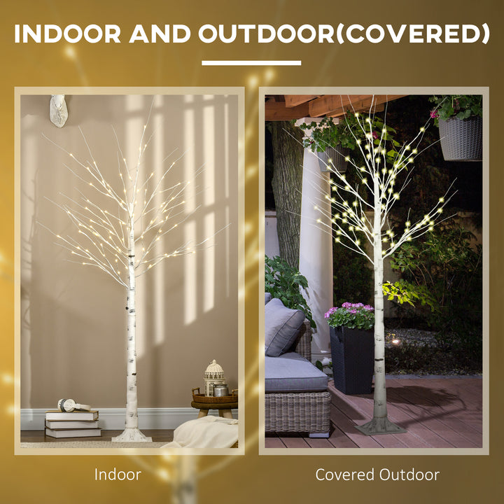 6ft Artificial White Birch Tree Light with 96 Warm White Pre-Lit LED Light for Indoor and Covered Outdoor Use