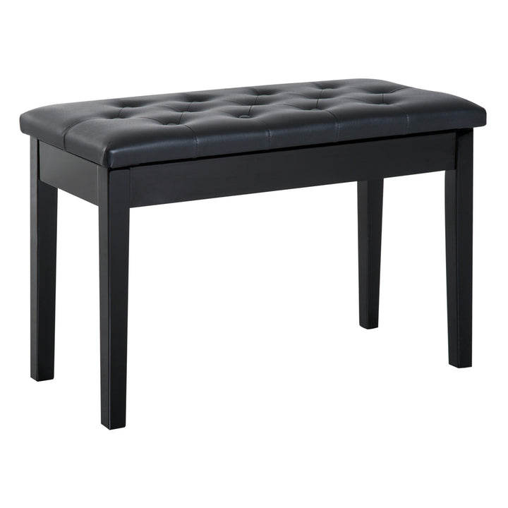 PU Leather Upholstered Stool Makeup Stool Bench Dressing Table Seat with Storage 76x36x50cm, Black