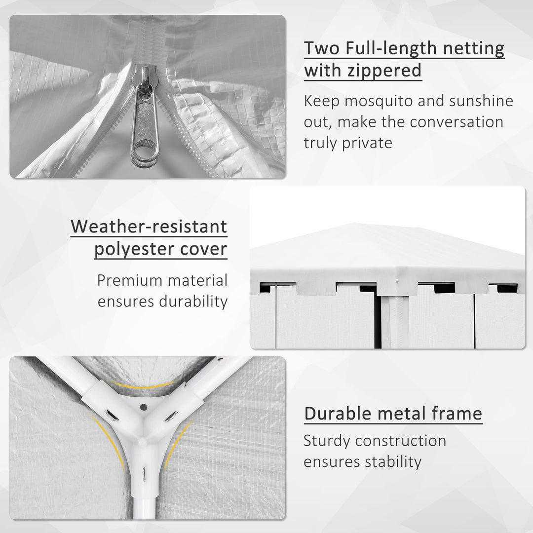 4x3 m Waterproof Gazebo W/Mesh Sides-White/Black