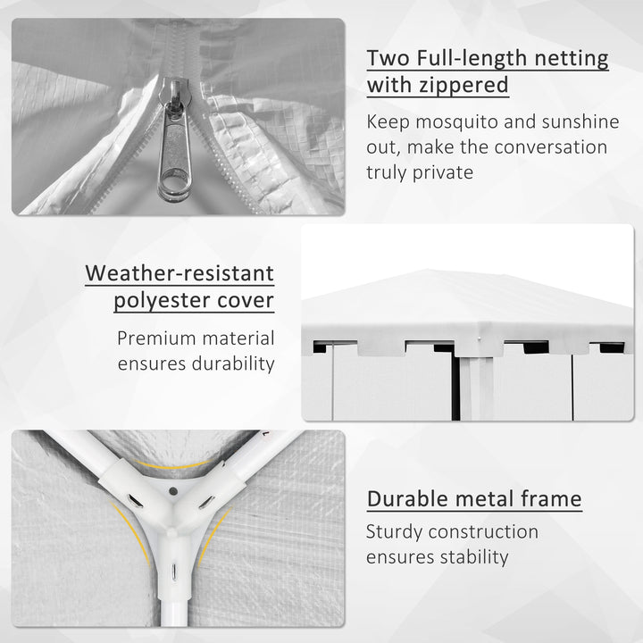 4x3 m Waterproof Gazebo W/Mesh Sides-White/Black