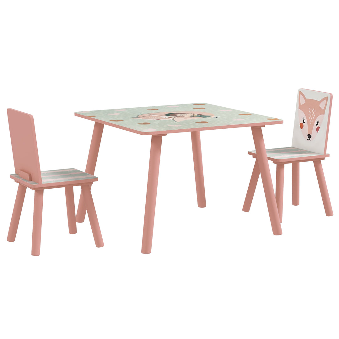 Kids and Table Chairs, Desk with Two Chairs - Ages 3-6 Years - Pink