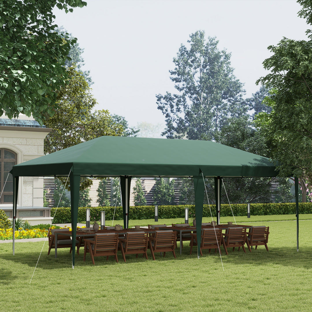 Outsunny Pop Up Gazebo, Double Roof Foldable Canopy Tent, Wedding Awning Canopy w/ Carrying Bag, 6 m x 3 m x 2.65 m, Green