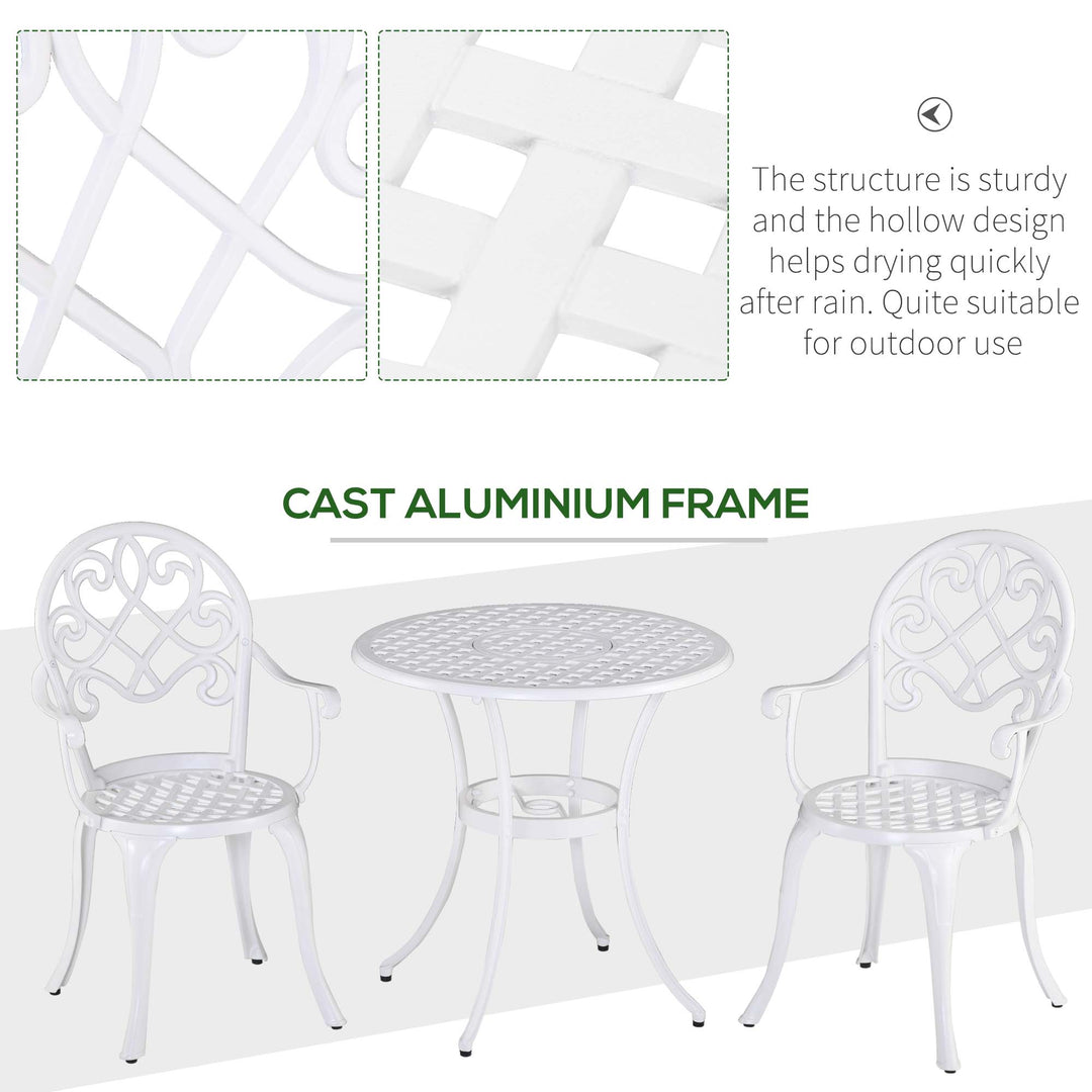 3PCs Garden Table Set Bistro Set Round Table and 2 Chairs for Outdoor Indoor Patio Balcony Aluminium