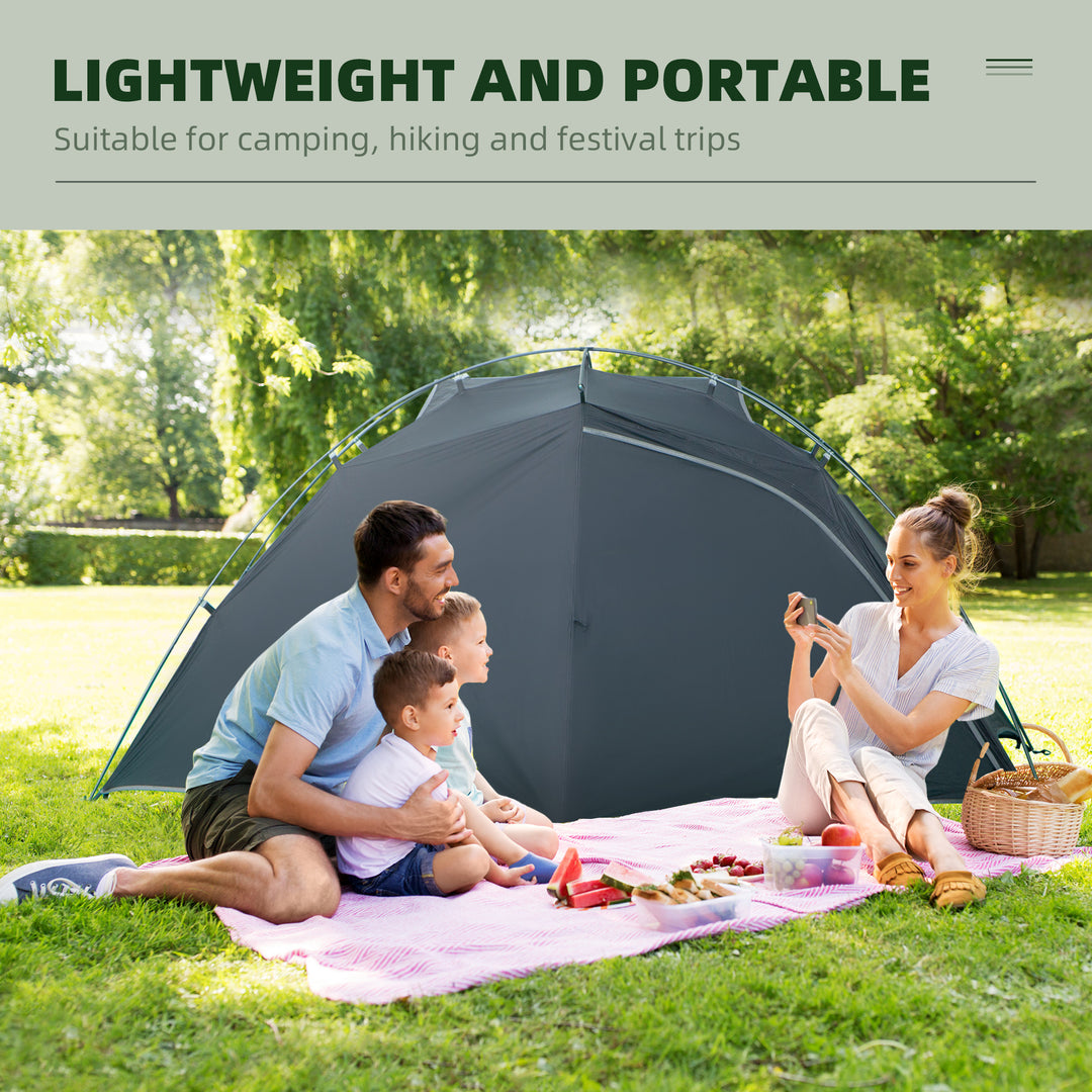 Camping Tent, Compact 2 Man Dome Tent, Waterproof Lightweight Outdoor Tent with Double Layer Doors, Dark Grey