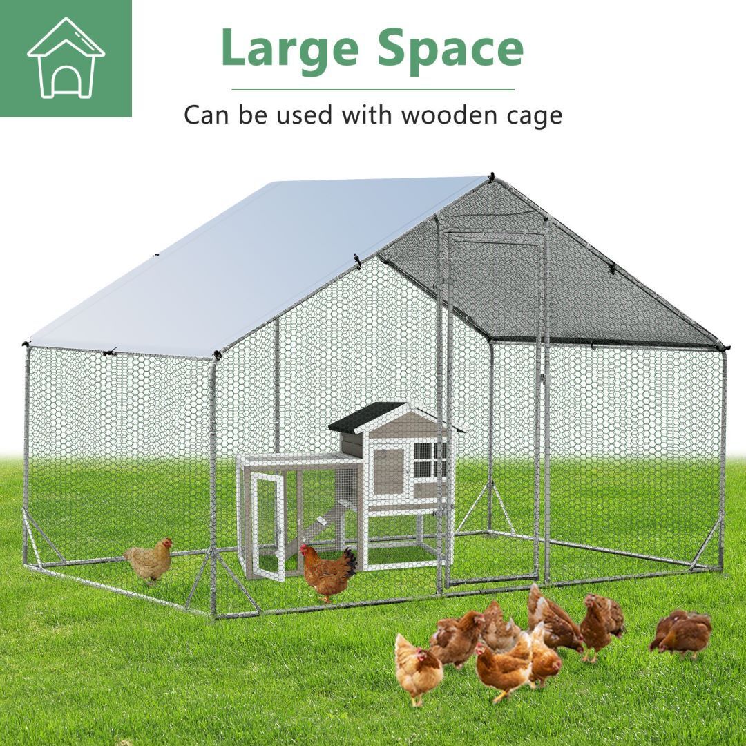 Large Chicken Run Coop with Waterproof and Sun-Protective Cover