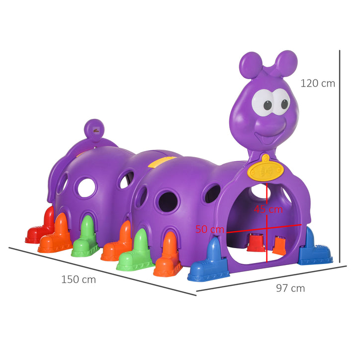 Play Tunnel for Kids Caterpillar Climbing Crawling Tunnel Equipment for 3-6 Years Old, Indoor Outdoor for Garden Playground, Purple