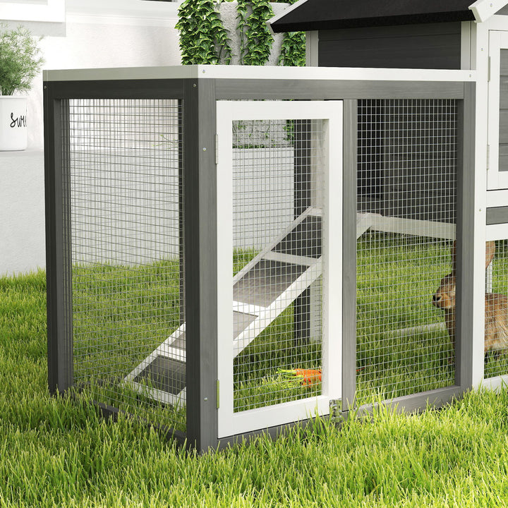 PawHut 2 Tier Wooden Rabbit Guinea Pig Hutch Guinea Pig Cage Bunny Cage Pull Out Tray Small Animal House w/ Ramp 122 x 62.6 x 92 cm