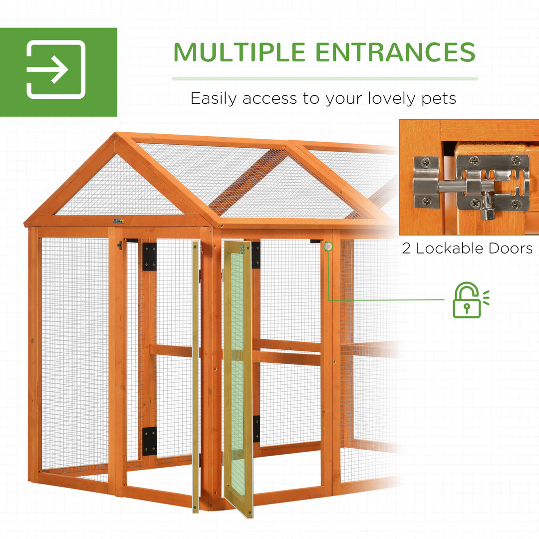 PawHut Large Chicken Run Wooden Chicken Coop, Pet Playpen with Combinable Design, Orange