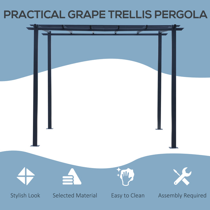 3 x 3 Meter Metal Pergola Gazebo Grape Trellis Climbing Plants Outdoor Sun Shelter Arbours Garden