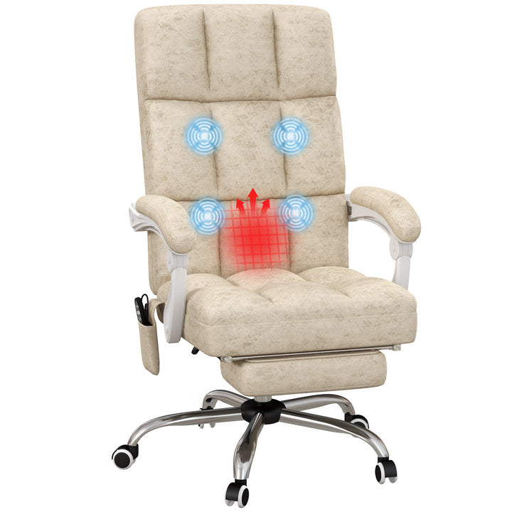 Vinsetto Executive Vibration Massage Office Chair, Microfibre Computer Chair with Armrest, 135° Reclining Back, Beige