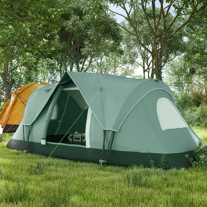 5-6 Man Dome Camping Tent Hiking Shelter UV Protection 3000mm Water Resistant Tunnel Tent - Dark Green